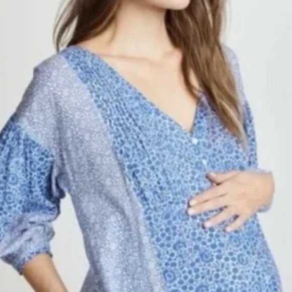 Hatch Size 2 Maternity Nessa Blue Floral Dress - Picture 4 of 8